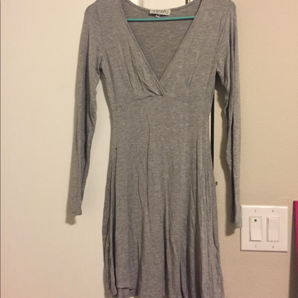 Showpo Gray Deep Plunge Dress AU 8 US 4